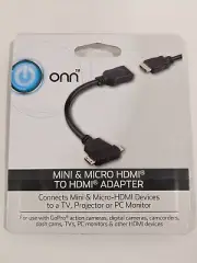 ONN Mini & Micro HDMI to HDMI Adapter Connects Mini/Micro To TV,PC Monitor