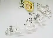 Silver tone hair comb bridal wedding crystal rhinestone hair accessories ha3841