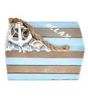CoTa Global Evian Wooden Jewelry Box - Handcrafted Nautical Trinket with Anch...