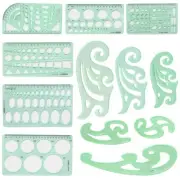 12pcs/set Drawing Geometric Template Ruler Stencil Measuring Tool Drafting