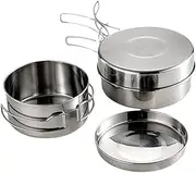 GANAZONO 1 Set Stainless Steel Camping Pot Pan Outdoor Cooking Utensils with Handles for Easy Carrying Durable Cookware for Picnic and Camp Cooking