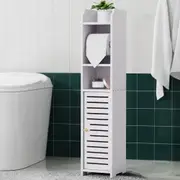 TOOLKISS Bathroom Cabinet – 3 Tier Floor Cabinet with Toilet Roll Holder & Tissue Organizer - Space-Saving, Water-Resistant PVC Storage Organizer for Bathroom