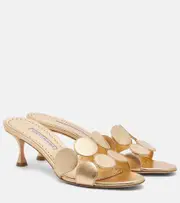 [Manolo Blahnik] Manolo Blahnik Haribalmu 50 leather mules AU 10 gold
