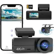 4K Dash Cam Front and Rear, WiFi Dash Cam with 64GB Card, 4K+1080P Dash Camer...