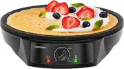 " 12" Electric Crepe Maker: Non-Stick Griddle, Precise Temp Control"