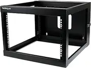 StarTech.com 6U 22-Inch Hinged Open Frame Rack Cabinet Wallmount Server Rack Components RK619WALLOH, Black