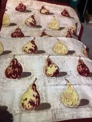 French “Couteur Nature” Tea Towel Deep Wine, Yellow Pears design. Large