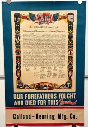 1942 World War II WW2 Original Propaganda Poster Declaration of Independence