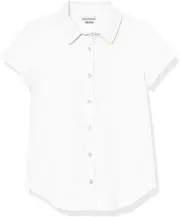 [Amazon Essentials] Girls' Uniform Classic Fit Short-Sleeve Oxford Shirt, White, X-Small
