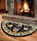 Fireplace Hearth Rug Low Profile Black Red Half Circle Fire Heat Resistant Mat