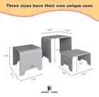 Damoch Family Stackable Wooden Kids Stool Table Chair Set White 3 Piece New