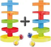 WEofferwhatYOUwant Educational Ball Ramp – Use 2 Ramps or Build 1 Big Tower – Montessori Toddler Toy for 9M+ – Develops Coordination, Balance & Motor Skills