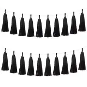 20-Pack Tassel Garland Banner with Rope Tissue Paper for Anniversary Black