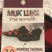 ✅NWT Muk Luks Women's Thermal Slipper Sock BLACK & RED Checks 3.0 TOG, Fits 6-10