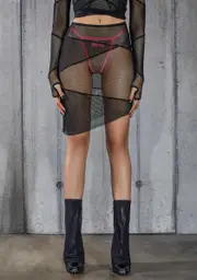 [DARKER WAVS] Snare Fishnet And Mesh Patchwork Skirt