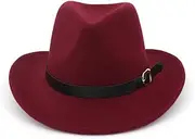 [Generic] The Cowboy Hat for Women Mens Classic Roll Up Cowboy Hat Wool Felt Western Cowboy Hat with Belt