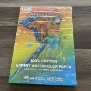 GenCrafts 100% Cotton Watercolor Paper Pad A4 8.3x11.7" 20 Sheets Art Sketch/g