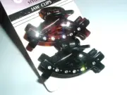 Pair New Conair Black and Tortoise Lucite and Rhinestone Hair Claw Clips NWT