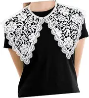 [ANDRESLAD] 1pc Shawl Women Shawl Lace Floral Fake Collar Neckline Collar Women Fake Collar Lace Fake Collar Lace Collar