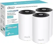 TP-Link Deco XE75 Pro AXE5400 Whole Home Tri-Band Mesh Wi-Fi 6E System, Gigabit Ports, AI-Driven Mesh, Cover up to 7,200 ft2, Connect up to 200 Devices,1.7 GHz Quad-Core CPU, 8K,HomeShield, Pack of 3