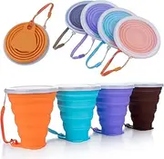 ME.FAN Silicone Collapsible Travel Cup - Silicone Folding Camping Cup with Lids - Expandable Drinking Cup Set - BPA Free, Portable, Graduated [9.22oz]