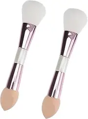 Healeved 2pcs Double Ended Makeup Brush Multifunctional Blush and Foundation Applicator for Beginners Durable Portable Design with Soft Bristles for Blending and Coverage