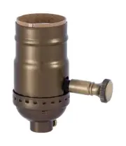 B&P Lamp Med. Base Full Range DIMMER Socket, aluminum shell antique brass finish