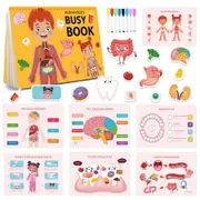 Busy Board for Toddlers 2-4, Sensory Toys Montessori Busy Book for Toddlers 1-3, Airplane Travel Essentials Kids, Quiet Book, Educational Toys