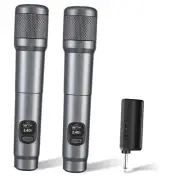 Wireless Microphone, Dual Handheld Dynamic Microphone with Rechargeable