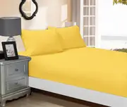 Super Soft Fitted Sheet & Pillowcase Set - Single Size Bed - Yellow