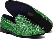 [Enzo Romeo] SPK16 Men's Vintage Spike Dress Loafers Slip On Fashion Shoes Classic Tuxedo Dress Shoes