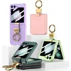 For Samsung Galaxy Z Flip 6/5 Slim Ring Holder Case with Small Screen Protector