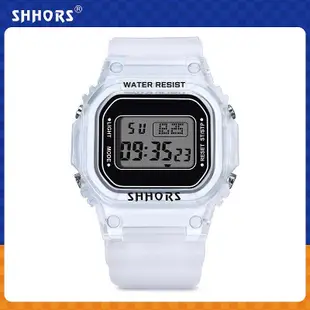 【現貨】聖猴時SHHORS 小方塊透明錶帶男女學生實用大錶盤電子多功能