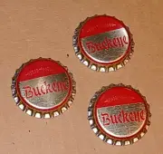 Lot 3 red BUCKEYE BEER BOTTLE CAP TOLEDO OHIO PL CROWN vtg ANTIQUE old UNUSED