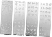 Mikinona 4pcs Diy Butterfly Nail Art Template Kit Floral Nail Stamping Sheets for Party Wedding Birthday