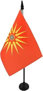 Macedonians Ethnic Table Flag 5'' x 8'' - Macedonia Desk Flag 21 x 14 cm - Black Plastic Stick and Base - AZ FLAG