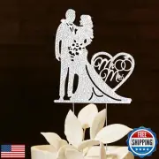 GAFATORY Wedding Cake Topper Rhinestone Metal Mr and Mrs Cake Topper Crystal
