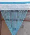 Polyester Threads String Hanging Long Door Curtain Color Blue & Silver