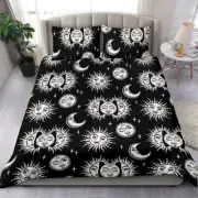 Celestial Moon & Sun Crescent Duvet Cover Set with Two Pillowcases