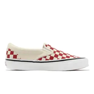 Vans 懶人鞋 OG Classic Slip-On Vault 米白 紅 棋盤格 經典 男鞋 女鞋 休閒鞋 VN0A32QNTYR