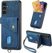 Compatible with Samsung Galaxy A34 5G Wallet Cover,Compatible with Samsung Galaxy A34 5G SM-A346 Card Holder [PC+TPU+PU] 3 in 1 Kickstand Phone Case Blue