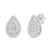 Halo Pear Shaped Stud Earrings with 1/4ct of Diamonds in 9kt White Gold