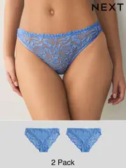Blue High Leg Ultimate Comfort Lace Knickers 2 Pack (AB4479) | $15