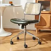 Rattan Office Chair Ergonomic Swivel Chair with Backrest Gaming Chair Retro Home Computer Executive Chair (Color : C, Size : Without armrest)