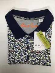 $128 Robert Graham Short Sleeve Printed Polo Shirt, Multi, 2XL