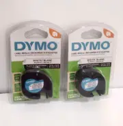 New Label Cartridges Dymo LetraTag White Plastic 2-PACK 1/2" x 13' Refills
