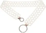 [BESPORTBLE] Stylish Women Pearl Waist Belt for Dresses and Pants Elastic Waistband with Rhinestone Buckle present for Women and Teens Any Occasion