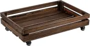 Brown Wood Crate Under Bed Storage Cart, Bedroom Organizer Rolling Underbed Bin