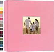 potricher Small Photo Album 4x6 200 Photos Linen Cover Picture Photo Book for Family Wedding Anniversary Baby Vacation (Pink,200 Pockets)