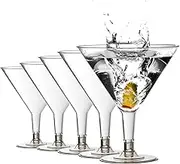 12 Pack Plastic Cocktail Glasses, 8 Ounce Shatterproof Martini Cups, Reusable Cocktail Cups